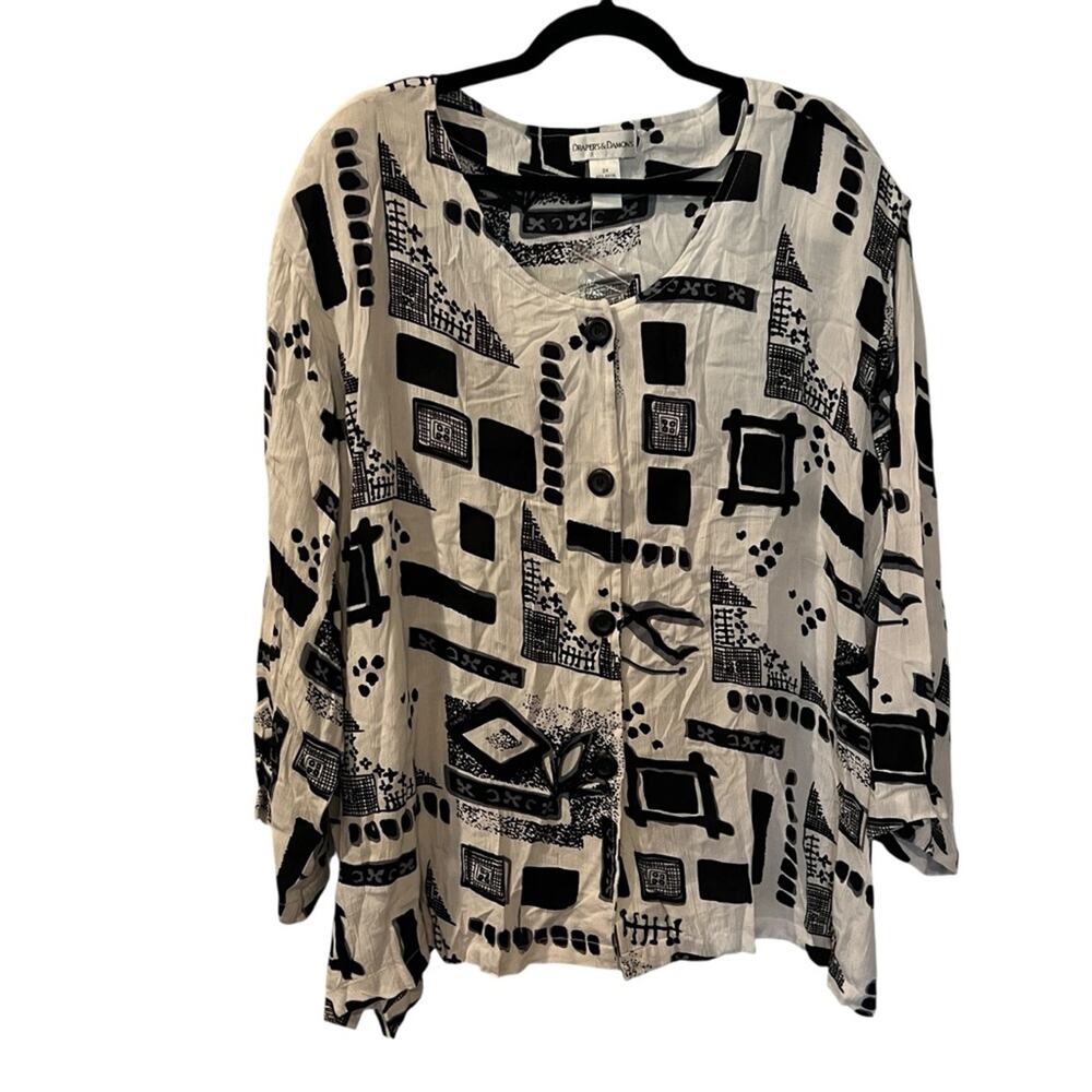 NWOT VTG Draper's & Damon's Patterned Button Blouse